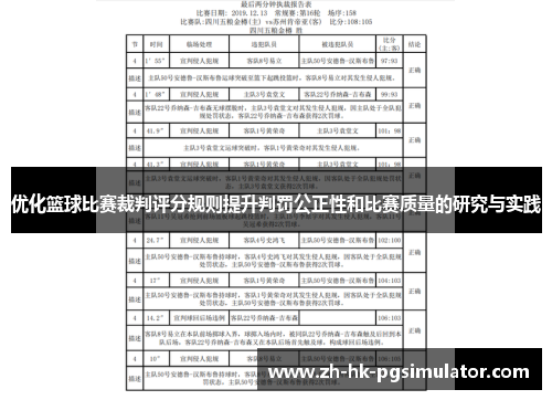 优化篮球比赛裁判评分规则提升判罚公正性和比赛质量的研究与实践